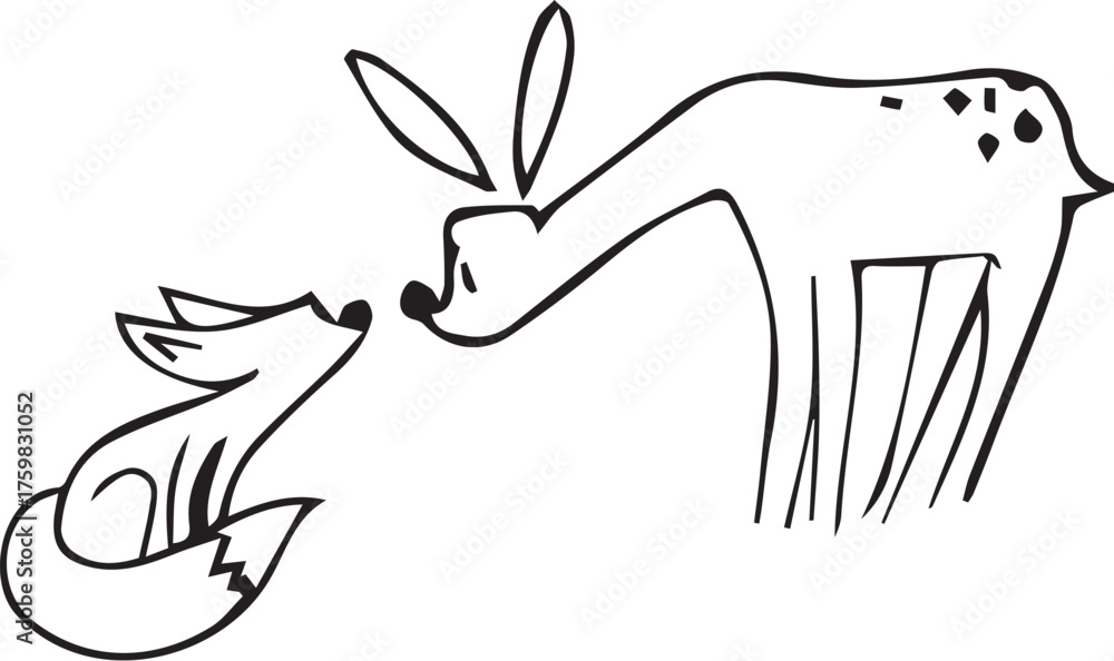 Obraz premium vector illustration of a hand holding a black and white Animals