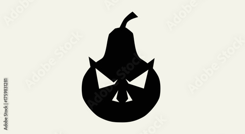 Spooky Pear Shaped Jack O Lantern Halloween Icon.