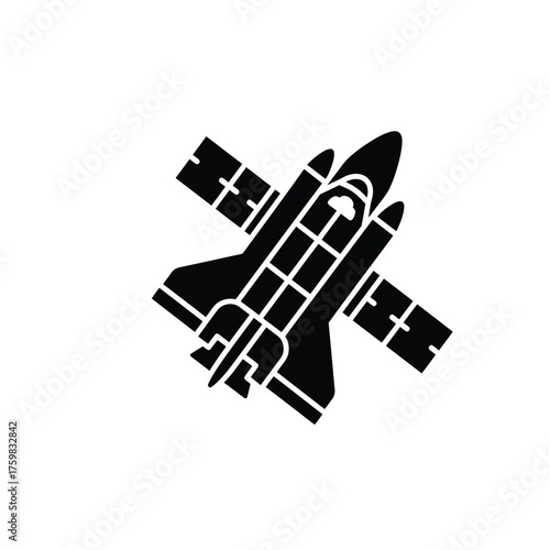 Space shuttle emblem silhouette symbol for aerospace exploration and cosmic travel silhouette