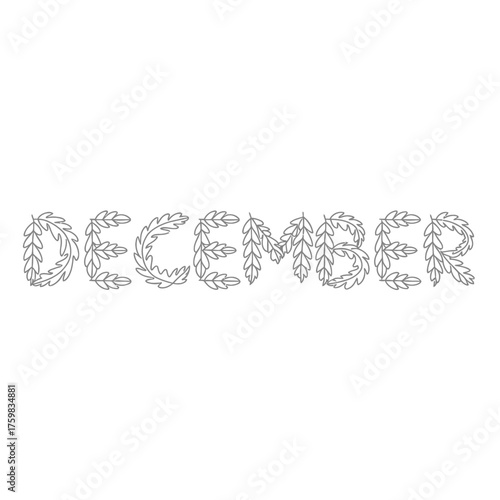 Decorative december text art with winter elements