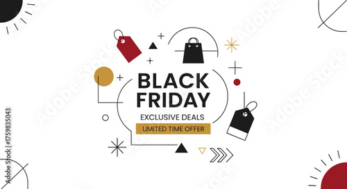 Black Friday exclusive deals marketing banner Abstract geometric sale promotion design