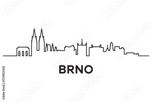 Brno Line Art skyline silhouette. Black Brno city design. with white background