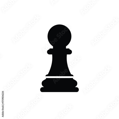 Simple black silhouette of a chess pawn piece isolated on a silhouette