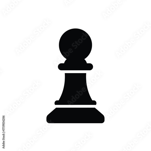 Simple silhouette of a black chess pawn piece on a silhouette