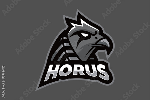 Horus Hawk Mascot Logo – Gray Edition