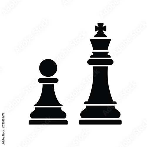 Silhouette of chess pawn and king pieces iconic strategy game symbols silhouette