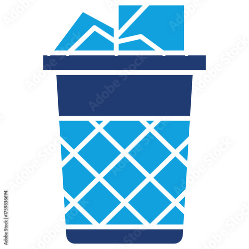 Paper Bin Flat Blue Icon