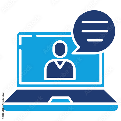 Virtual Meeting Flat Blue Icon