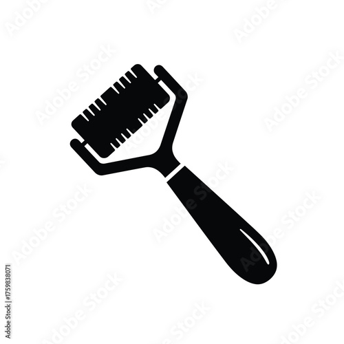 Black silhouette of a textured face roller tool for skincare and beauty treatments silhouette