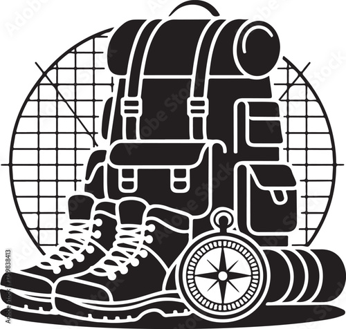 Outdoor adventure hiking gear icon