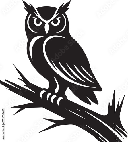 Owl on Branch Silhouette