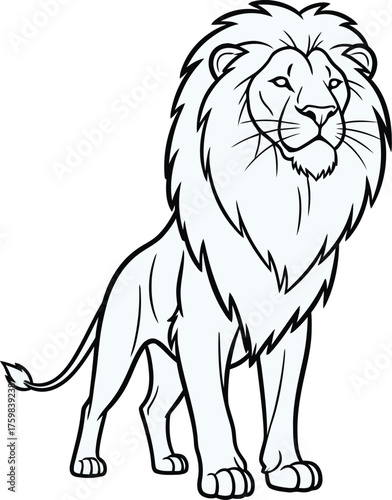 Majestic Lion Outline for Coloring Book Illustration