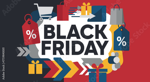 Retail sale event banner for Black Friday shopping and big discounts