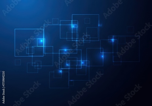 Abstract blue geometric lights displaying modern technology and digital future concepts