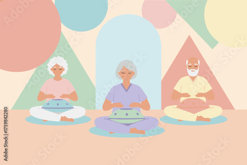 Seniors find peace playing handpans Mindful music therapy for active aging and wellbeing