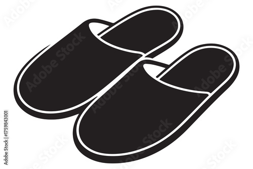 Silhouette of casual home slippers icon, simple footwear design isolated on white background illustration

