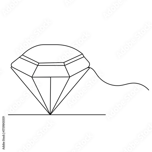 Diamond   icon   continuous one line drawing of outline vector illustration