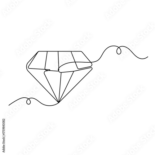 Diamond   icon   continuous one line drawing of outline vector illustration