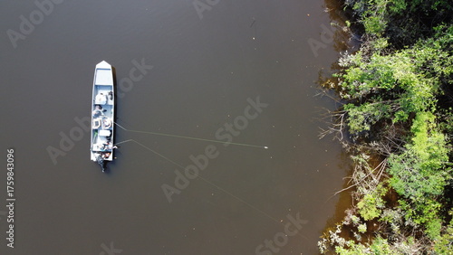 Fishing in amazon rainforest