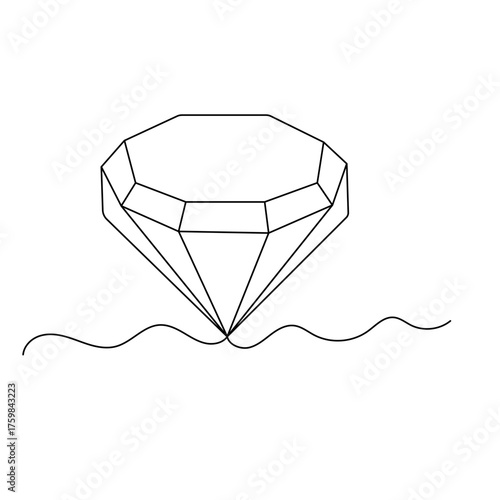 Diamond   icon   continuous one line drawing of outline vector illustration