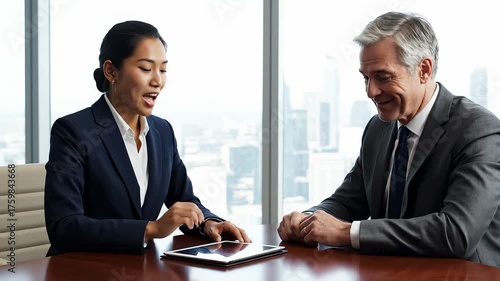 Wallpaper Mural Business People Discussing Project Ideas on a Digital Tablet Indoors Torontodigital.ca