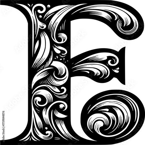 Artistic Letter 'E': A meticulously crafted letter 'E', a testament to the beauty of design and the allure of artistic fonts, a striking image in a design or creative project.