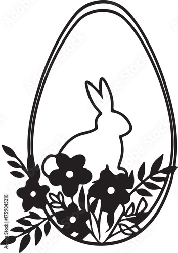 An illustration of a bunny and an easter egg
