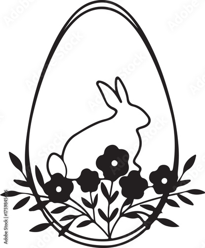 An illustration of a bunny and an easter egg
