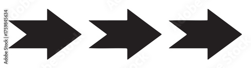 Three black arrows pointing to the right, indicating direction, progression, or a sequence.