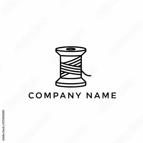 Simple spool of thread logo for sewing and tailoring business.