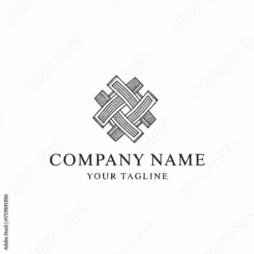 Free Download Intricate woven square pattern logo design with textured lines. - GFXLoad