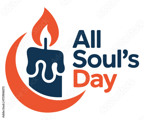 All Soul's Day logo with a candle and crescent moon.