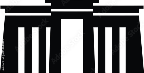 Black silhouette of an ancient Egyptian temple entrance with pillars