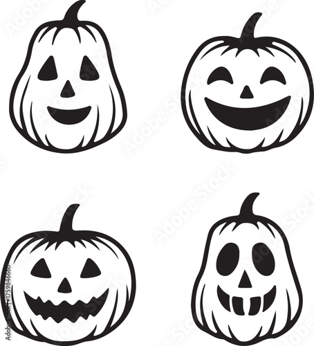 Halloween jack-o-lantern faces collection
