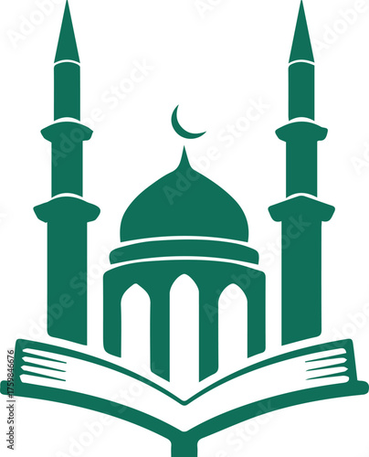 Islamic Mosque and Open Book Symbol for Education and Knowledge