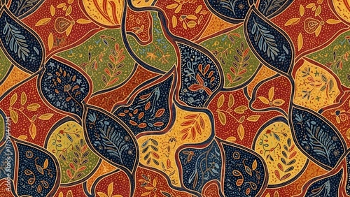 Traditional Indonesian batik seamless patterns with floral, geometric, and ethnic motifs. Luxury decorative textile design for fabric, wallpaper, and background art.