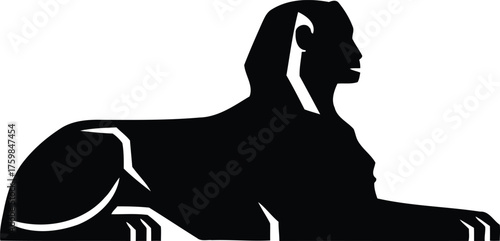 Stylized black silhouette of a sphinx lying down