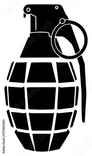 grenade on a transparent background, black, bomb, icon, silhouette 