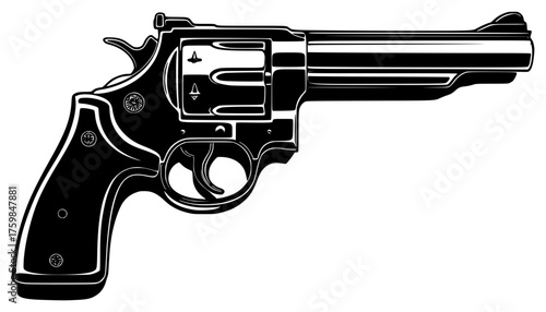 revolver on a transparent background, black, drawing, gun, picture, silhouette 