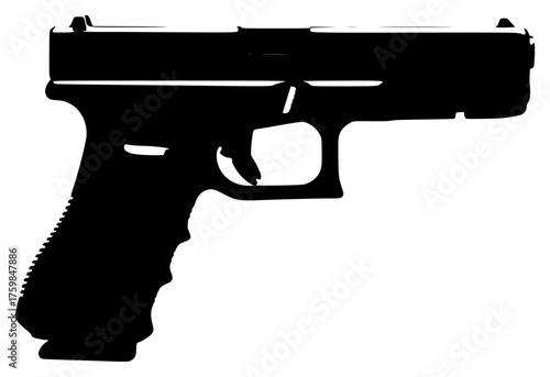 pistol on a transparent background, black, gun, silhouette 
