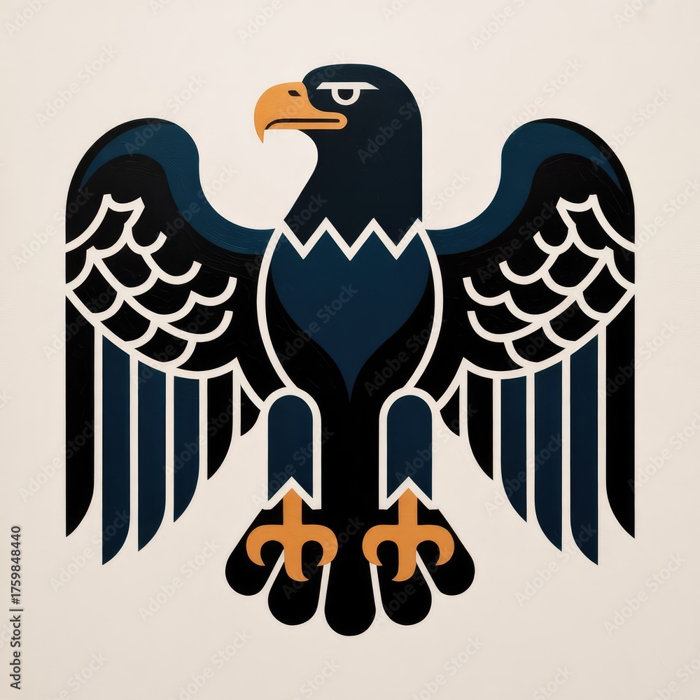 Fototapeta premium Strong golden eagle head vector emblem high resolution photo 