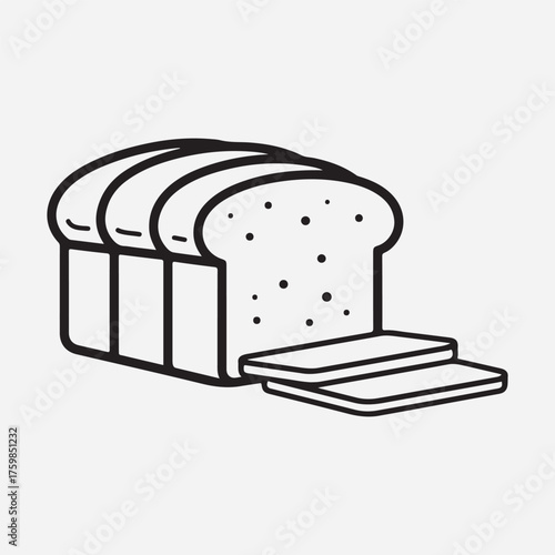 Sliced Loaf of Bread: A fresh-baked loaf of bread, its golden crust hinting at a soft, inviting interior. Sliced with precision, offering a promise of comforting tastes.