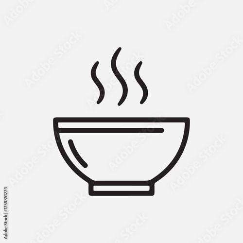 Steaming Bowl of Comfort: A simple line illustration of a warm, inviting bowl of soup, with steam rising gracefully. The epitome of comfort and culinary delight.