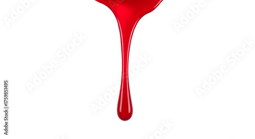 red glossy varnish dripping texture isolated on white background
