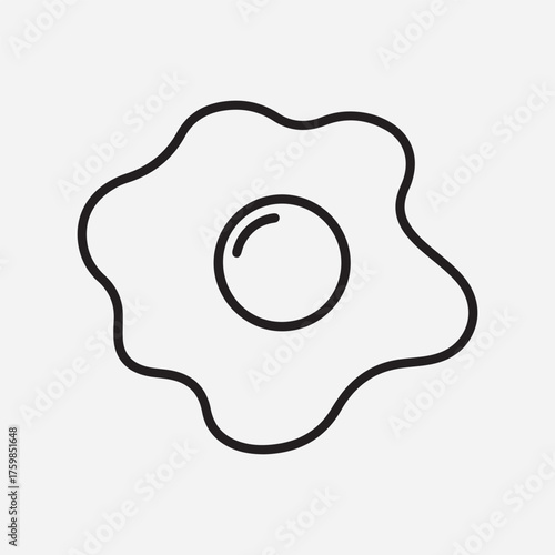 Egg Outline: A simple yet elegant illustration of a sunny-side-up egg, showcasing the delicate contours of the yolk and the surrounding white.