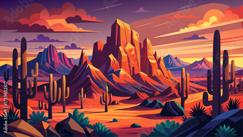 Very beautiful Camelback Mountain in Phoenix–Scottsdale, Arizona, USA, glowing under the late evening sun that casts warm red light across the desert landscape, a stunning Southwest hiking destination