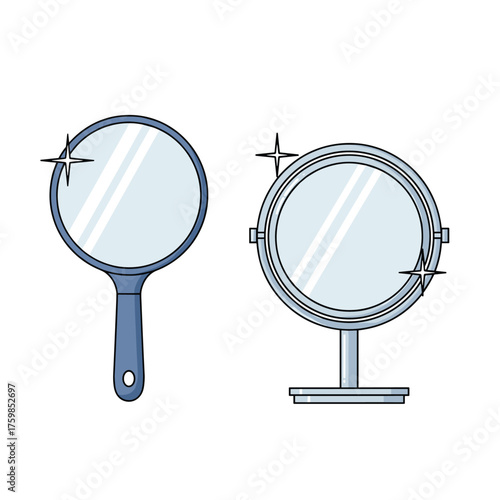 Two reflective surfaces showing a clear image for observation and grooming purposes.