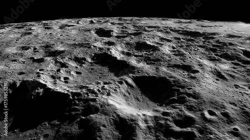 close up of moon surface in space 