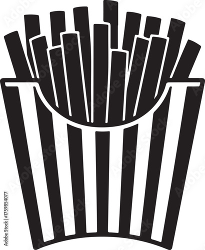 Minimal Black Fast Food Icon of Crispy Potato Fries