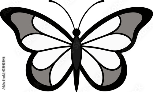 Simple Butterfly Line Drawing for Coloring